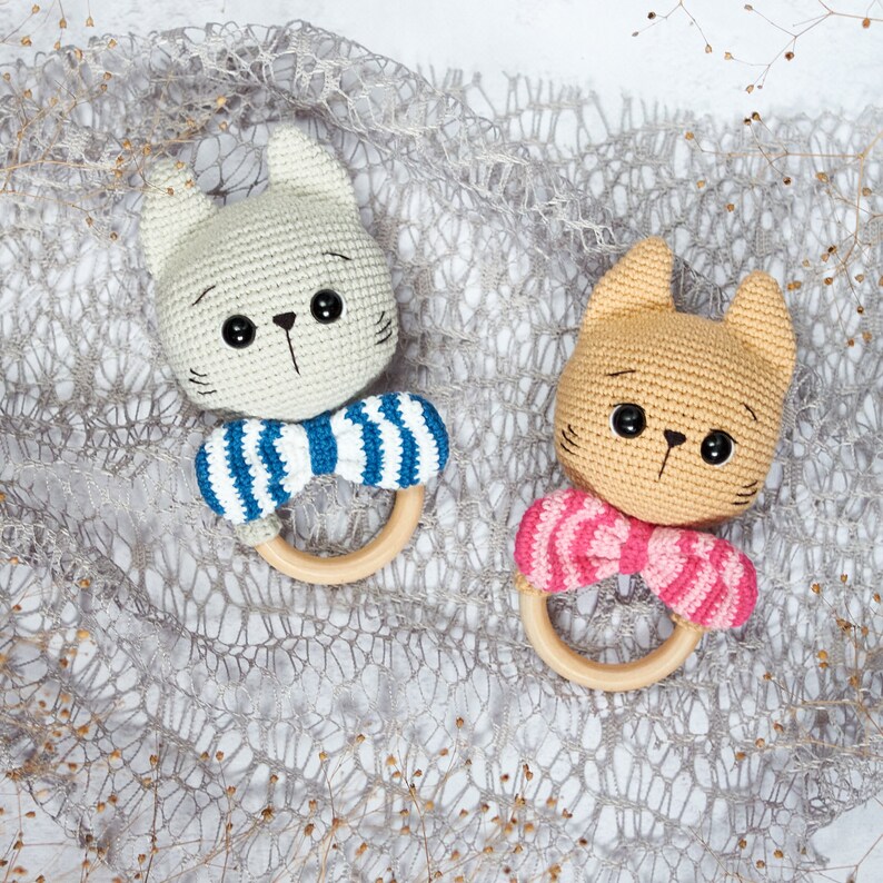 PDF Pattern Set: Crochet Cat & Rattle. Amigurumi Kitty Toy, Newborn ...