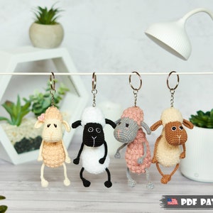 Crochet PATTERN Keychain Sheep. Amigurumi pattern lamb. Crochet ewe key chain toy Tutorial Handmade jumbuck key ring sheep PDF pattern ram.