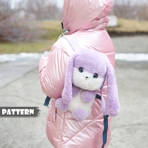 Crochet PATTERN Bunny backpack for girls or women. Amigurumi pattern knapsack hare. Crochet children's handbag. Handmade kids bunny purse.