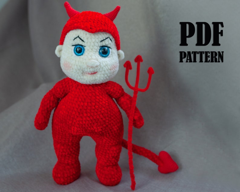 Crochet Baby Devil Pattern: Halloween Amigurumi Plush Toy (Digital PDF) image 1