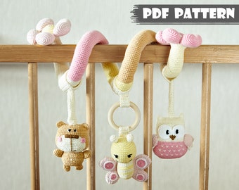 PDF Pattern: Crochet Spiral Baby Rattle. Amigurumi Mobile, Stroller & Crib Toy (English tutorial)