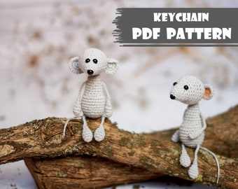 Crochet PATTERN Keychain rat Amigurumi pattern Crochet mouse key chain toy pattern little mouse Handmade key ring rat PDF pattern mouse