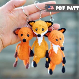 Crochet PATTERN keychain Fox. Amigurumi pattern Crochet she-fox key chain toy Tutorial Handmade keyring wild animal digital PDF pattern