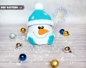 PDF Pattern: Crochet Snowman Bag. Christmas Decoration, Toy & Sweets Storage (English tutorial)
