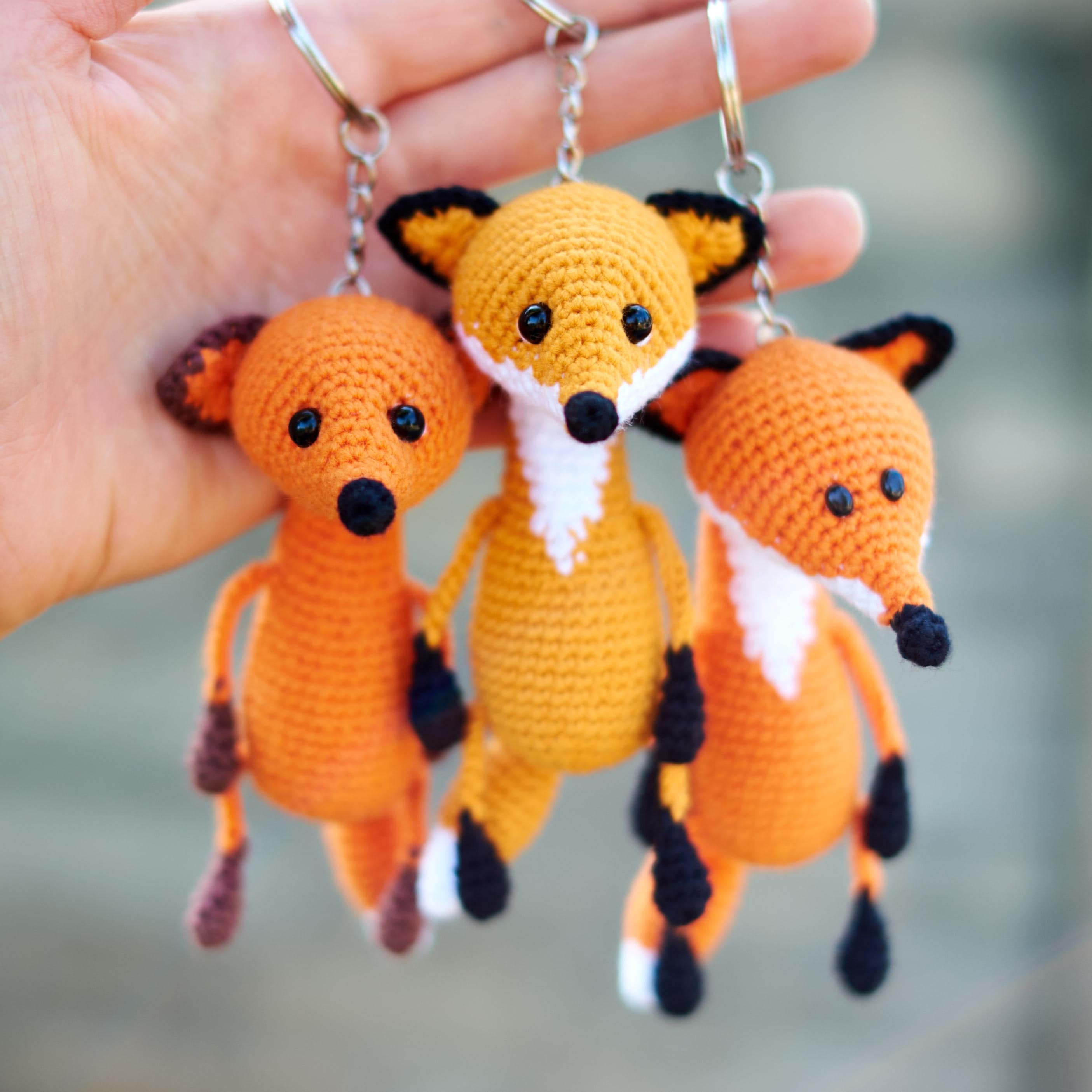 PDF Pattern: Crochet Fox Keychain. Amigurumi Wild Animal Keyring
