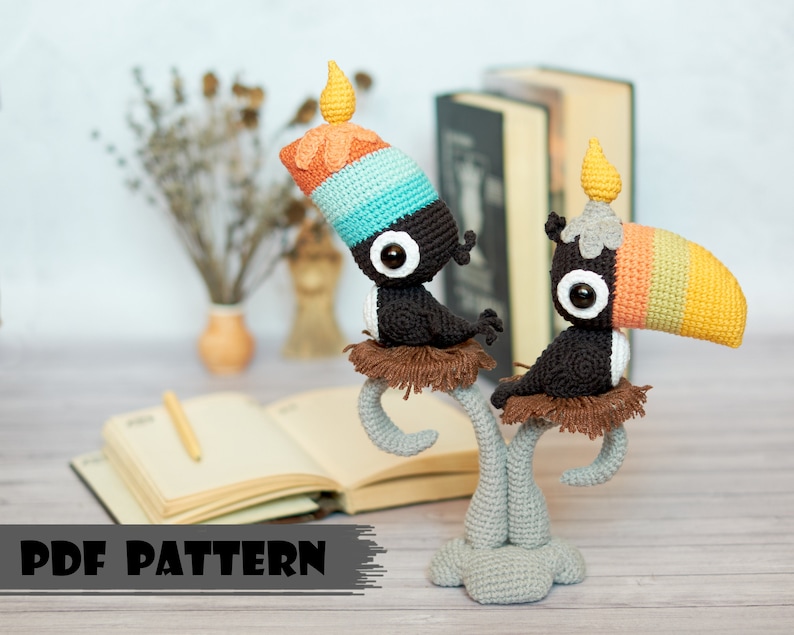 Crochet PATTERN Candlestick toucan. Amigurumi pattern Crochet toucan toy pattern toucan crochet pdf pattern Original crochet bird amigurumi image 1