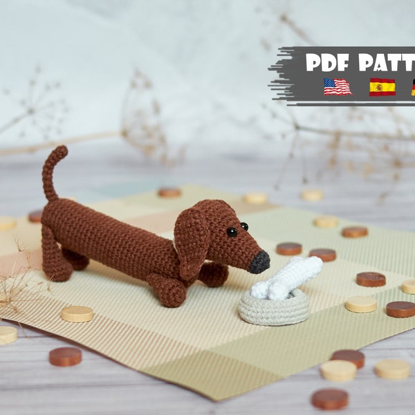 Dachshund amigurumi crochet PATTERN dog amigurumi pattern Crochet Dachshund toy Pattern dog crochet pdf pattern Handmade sausage dog