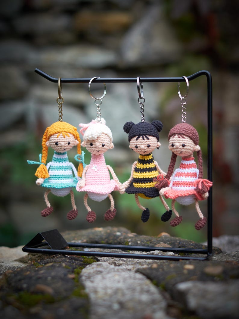 PDF Pattern: Crochet Doll Keychain. Amigurumi Girl Keyring With ...