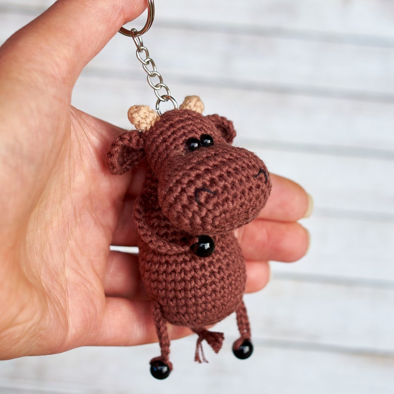 Crochet PATTERN Keychain bull Amigurumi pattern Crochet bull key chain toy pattern bull Handmade key ring bull PDF pattern cow image 5