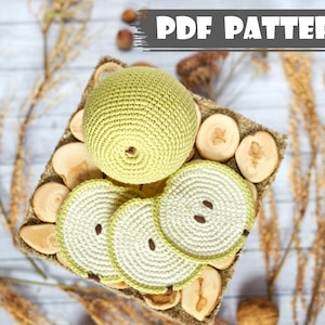 Crochet PATTERN Apple and slices Amigurumi pattern Crochet apple pattern Handmade food crochet pdf pattern Crochet tutorial apple slice