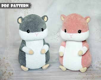 PDF Pattern: Crochet Big Hamster Toy. Amigurumi Velvet Plush Rodent (English Tutorial)