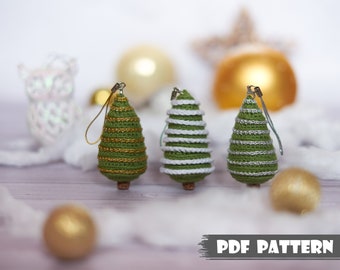 Crochet PATTERN x-mas tree. Christmas tree decoration. Amigurumi new year pattern Handmade gift keychain little christmas tree. Pendant tree