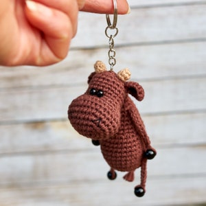 Crochet PATTERN Keychain bull Amigurumi pattern Crochet bull key chain toy pattern bull Handmade key ring bull PDF pattern cow image 4