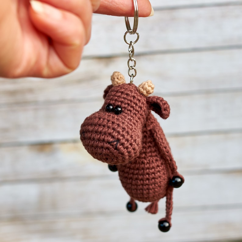 Crochet PATTERN Keychain bull Amigurumi pattern Crochet bull key chain toy pattern bull Handmade key ring bull PDF pattern cow image 4