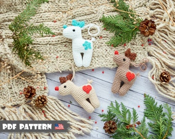 Crochet PATTERN Xmas Tree Deer. Lillte moose on the Christmas tree. Hanging toy Handmade amigirumi decoration Gift for New Year Home decor