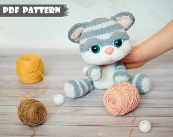 Crochet PATTERN Kitten Saddy Amigurumi pattern cat Crochet cat toy pattern kitten crochet pdf pattern cat amgurumi tutorial soft little cat