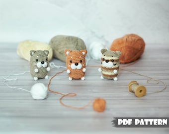 Crochet PATTERN Keychain cat Amigurumi pattern Crochet little cat key chain pattern pet Handmade key ring cat PDF pattern kitty. Hanging toy