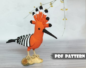 Hoopoe Crochet amigurumi PATTERN Amigurumi toy pattern Crochet hoopoe pattern bird crochet pdf pattern Original crochet amigurumi birds