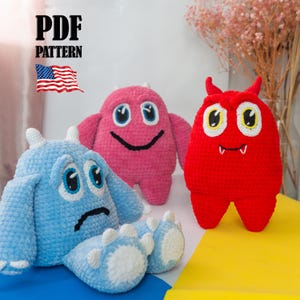 Crochet PATTERN monsters. Halloween English amigurumi pattern. Gift for children. Handmade toy PDF pattern. Plush funny kids creatures