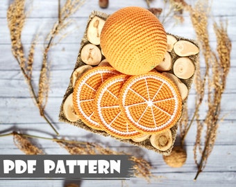 Crochet PATTERN Orange and slices Amigurumi pattern Crochet orange pattern Handmade food crochet pdf pattern Crochet tutorial orange slice