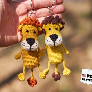 Crochet PATTERN Keychain Lion. Amigurumi pattern Crochet lionet key chain toy Tutorial Handmade key ring lev PDF pattern. Zodiac sign of Leo