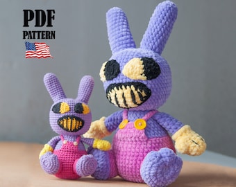Jax Amigurumi Crochet PDF Pattern: Lilac Cartoon Rabbit From the