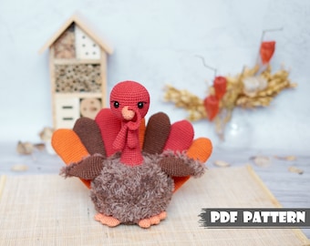 Turkey amigurumi PATTERN Amigurumi toy pattern Crochet turkey pattern bird crochet pdf pattern Crochet amigurumi birds Thanksgiving day