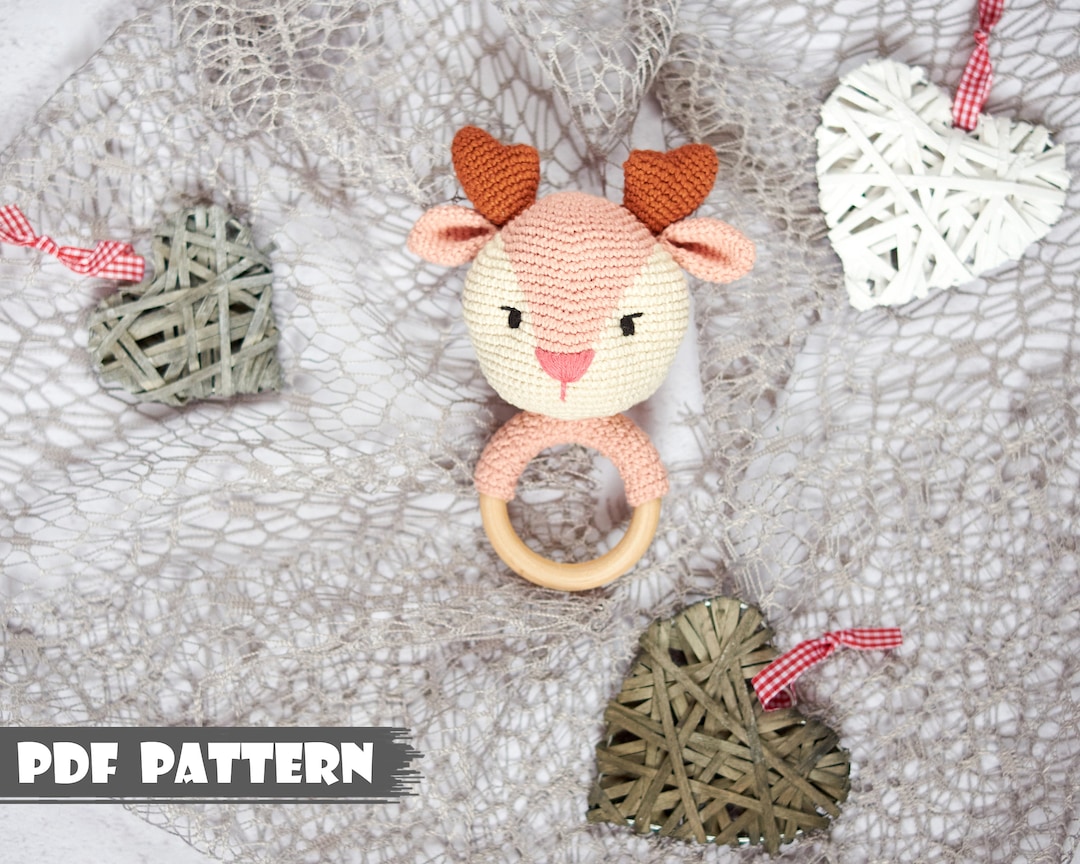 Crochet PATTERN Baby Rattle Deer. Amigurumi Pattern Rattle Fawn