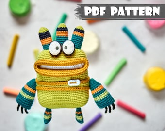 PDF Pattern: Crochet Monster Shumadan. Amigurumi Colorful Toy (English Tutorial)