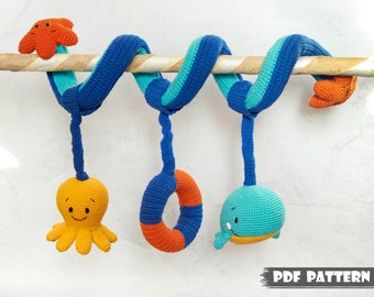 Crochet PATTERN Spiral Rattle for Stroller and Baby Bed. Amigurumi Pattern Baby Rattle. Crochet Toy for Baby Boy. Handmade Hanging Rattles Etsy