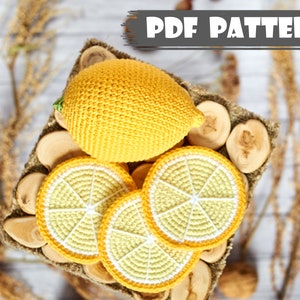 Crochet PATTERN Lemon and slices Amigurumi pattern Crochet lemon pattern Handmade food crochet pdf pattern Crochet tutorial lemon slice