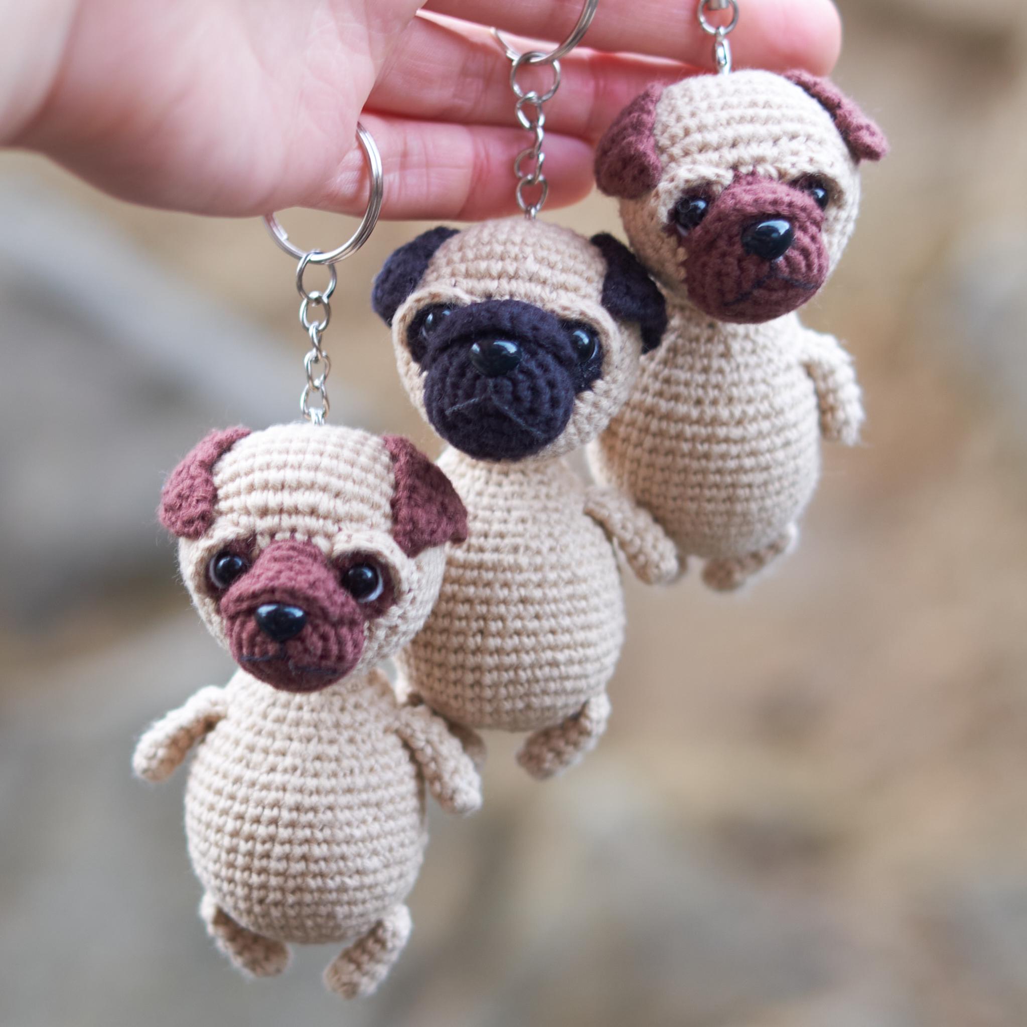 PDF Pattern: Crochet Pug Keychain. Amigurumi Dog Keyring English ...