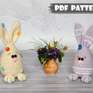 Amigurumi PATTERN easter bunny without sewing parts. Crochet pattern bunny. Toy amigurumi rabbit. Crochet hare amgurumi handmade bunny