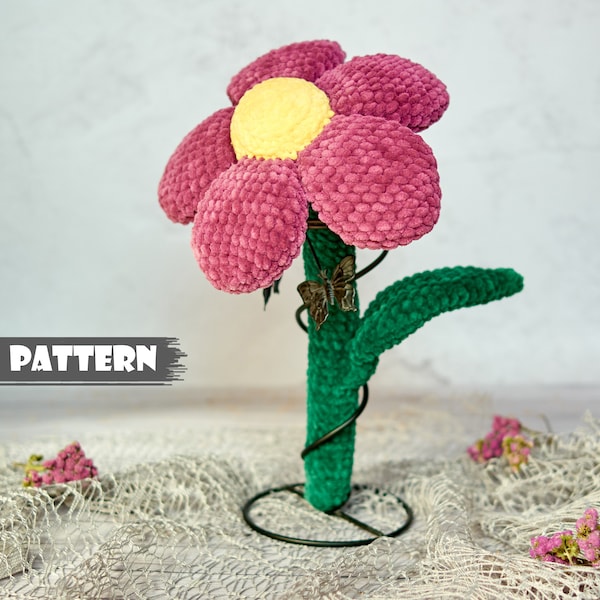 Crochet PATTERN plush flower. Amigurumi flower pattern. Handmade flower toy. Amigurumi crochet floret. Crochet pattern blossom. garden stuff