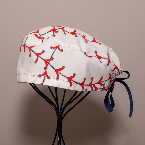 Unisex/Men's Baseball Scrub Hat or Surgical Cap with Tie Back, All Cotton/Bonnet ou Chapeau de chirurgie avec attaches à l'arrière