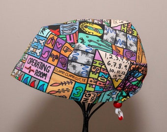 Gorro quirúrgico o gorro quirúrgico con palanca hacia atrás para mujer OR Things Todo de algodón/gorra o sombrero de cirugía ajustable a la entrada