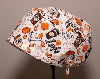 Gorro quirúrgico o gorro quirúrgico con cambio ligero de calabaza y especias para mujer Todo algodón/Bonnet ou Chapeau de chirurgie ajustable à l'arrière