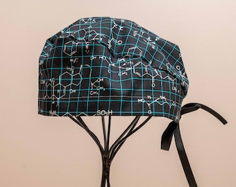 Unisex/Men's Molecular Surgical Cap with Tie Back, All Cotton/Bonnet ou Chapeau de chirurgie avec attaches à l'arrière