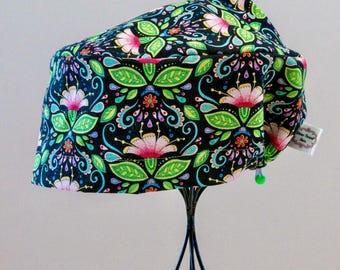 Women’s Lilipads Toggle-Back Scrub Hat or Surgical Cap  All Cotton/Bonnet ou Chapeau de chirurgie ajustable à l'arrière