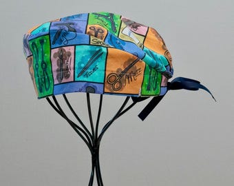 Unisex/Men’s Surgical Instruments Surgical Cap with Tie Back, All Cotton/Bonnet ou Chapeau de chirurgie avec attaches à l'arrière