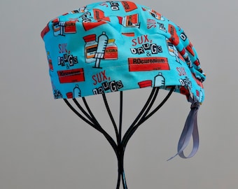 Gorro quirúrgico unisex/para hombre Sux, Drugs & Roc con lazo trasero, totalmente de algodón/bonnet ou Chapeau de chirurgie avec adjuntos a l'arrière