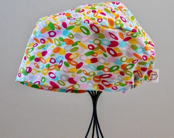 Women’s Multicolour Dots Toggle-Back Scrub Hat or Surgical Cap  All Cotton/Bonnet ou Chapeau de chirurgie ajustable à l'arrière