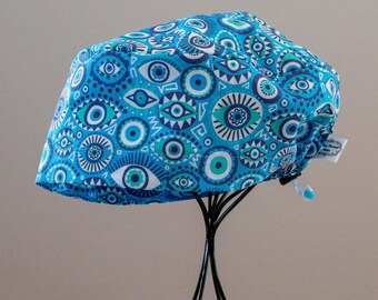 Women’s  Eye Toggle-Back Scrub Hat or Surgical Cap All Cotton/Bonnet ou Chapeau de chirurgie ajustable à l'arrière