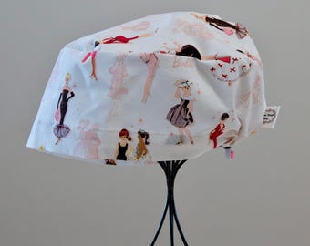 Women’s Vintage B Toggle-Back Scrub Hat or Surgical Cap  All Cotton/Bonnet ou Chapeau de chirurgie ajustable à l'arrière