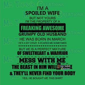 Spoiled Wife with all months SVG  Instant Download