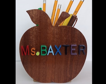 Teacher desk Pencil holder, Scissor, marker, paper clip holder, Teacher appreciation gift