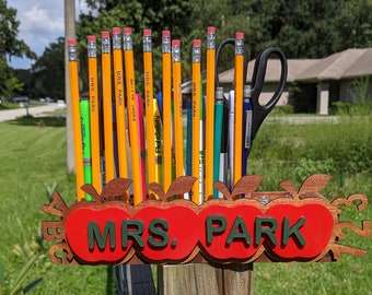 Teacher desk Pencil holder, Scissor, marker, paper clip holder, Teacher appreciation gift