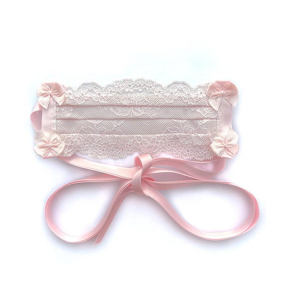 Pink lace mask/pink mask/face mask/bridal mask/mask/bride/mask for wedding/mouthguard for wedding/mask with lace/wedding