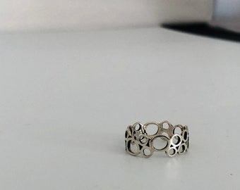 Bubbles Ring - Sterling Silver Stacking Ring - Pinkie Ring - Fitted Toe Ring - Sized Toe Ring -  Thumb Ring - Midi Ring - Circle Ring