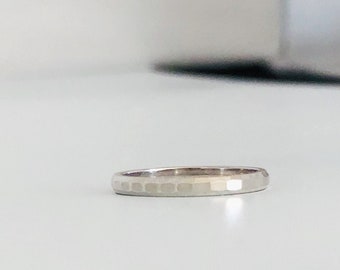 Diamond Cut Ring - Sterling Silver Stacking Ring - hammered Ring - Fitted Toe Ring - Sized Toe Ring -  Thumb Ring - Midi Ring -  Band Ring
